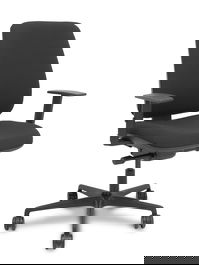 Silla de oficina Alares con mecanismo Sincro/Traslack tapizada con Tela color Negro. Equipada con Base nailon negra, Brazos 1D y Ruedas 65mm nailon