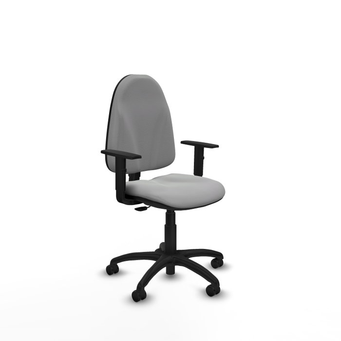 Silla de oficina Algarra con mecanismo Contacto permanente básico tapizada con Similpiel color Gris claro. Equipada con Base poliamida negra, Brazos 1D y Ruedas autofrenantes Silla de oficina Algarra con mecanismo Contacto permanente básico tapizada con Similpiel color Gris claro. Equipada con Base poliamida negra, Brazos 1D y Ruedas autofrenantes