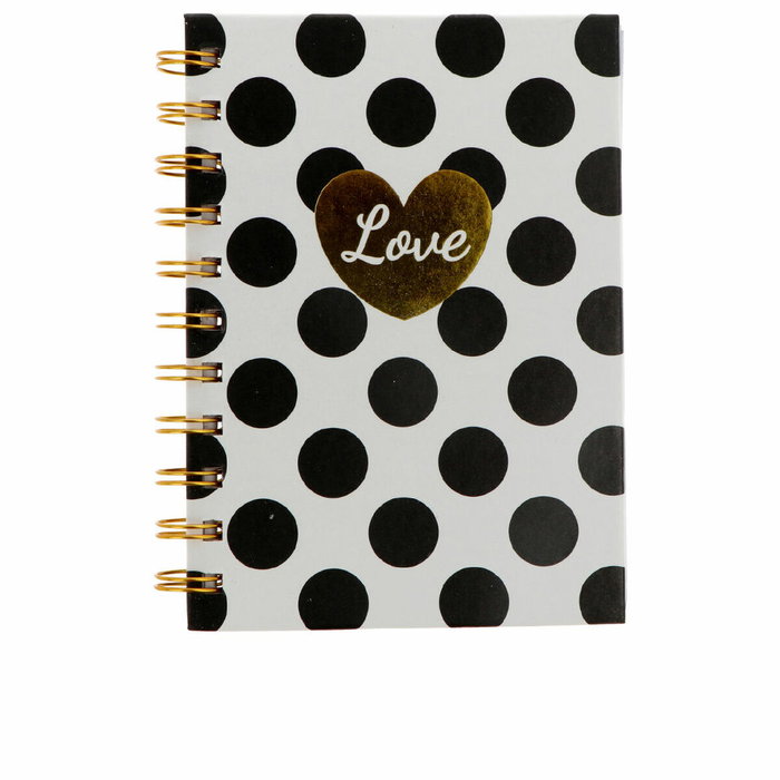 Inca Cuaderno A6 12x15 cm - 80 hojas, Anillas, Estampado Lunares Negros, 1 unidad Inca Cuaderno A6 12x15 cm - 80 hojas, Anillas, Estampado Lunares Negros, 1 unidad