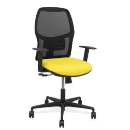 PIQUERAS Y CRESPO Silla Alfera con mecanismo sincro, respaldo malla negra y asiento amarillo