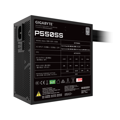 Gigabyte P550SS Fuente de Alimentación 550W 80 PLUS Silver ATX 3.1
