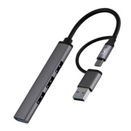 TNB Hub USB-A & USB-C Ultra Slim 4x USB-A Gris aluminio