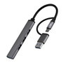 TNB Hub USB-A & USB-C Ultra Slim 4x USB-A Gris aluminio