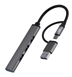 TNB Hub USB-A & USB-C ultra slim vers 4x USB-A - aluminium