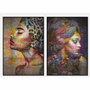 DKD Home Decor Set de 2 Cuadros sobre Lienzo Africana 40x3,5x55 cm