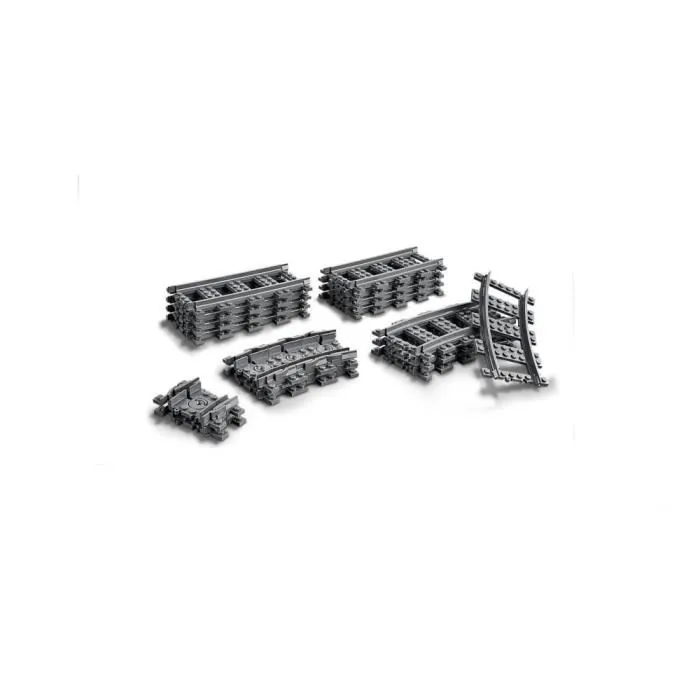 LEGO 60205 Rieles para Trenes LEGO City, Incluye 8 Rieles Rectos, 4 Curvos y 8 Flexibles