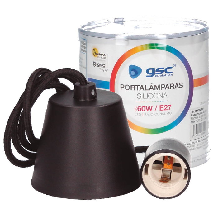 GSC Evolution Lámpara colgante silicona E27 1M Negro