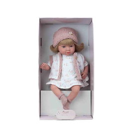 Muñecas Arias Elegance Aria Rosa 40cm Muñeca con Mecanismo de Risa, Pelo e Incluye Pilas