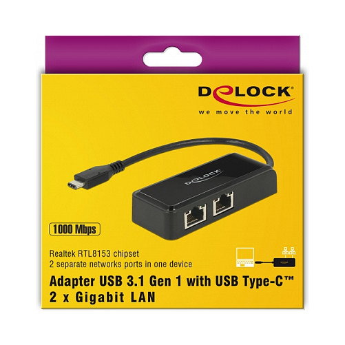 DeLOCK 63927 Adaptador de red USB Type-C™ 2 x RJ45 Gigabit LAN DeLOCK 63927 Adaptador de red USB Type-C™ 2 x RJ45 Gigabit LAN