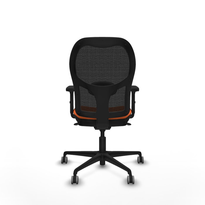 PIQUERAS Y CRESPO Silla de oficina Jorquera con mecanismo sincro, tela naranja y malla negra