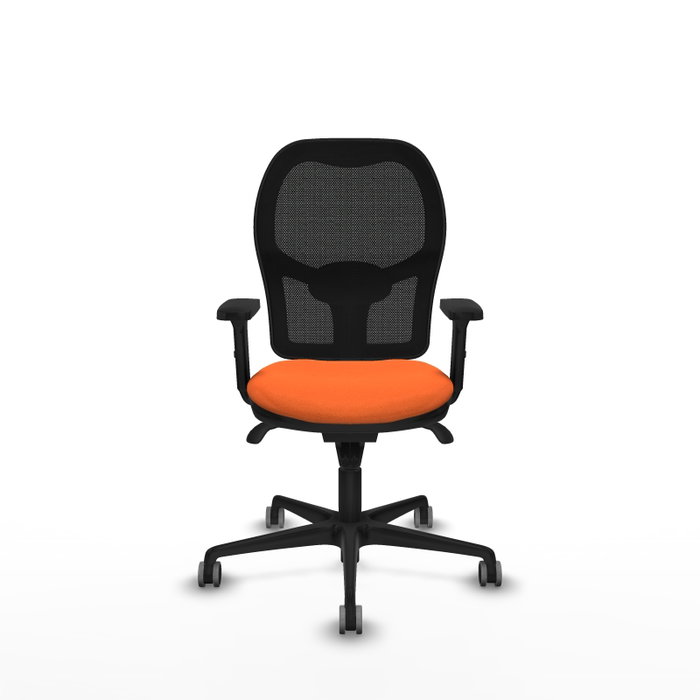 PIQUERAS Y CRESPO Silla de oficina Jorquera con mecanismo sincro, tela naranja y malla negra