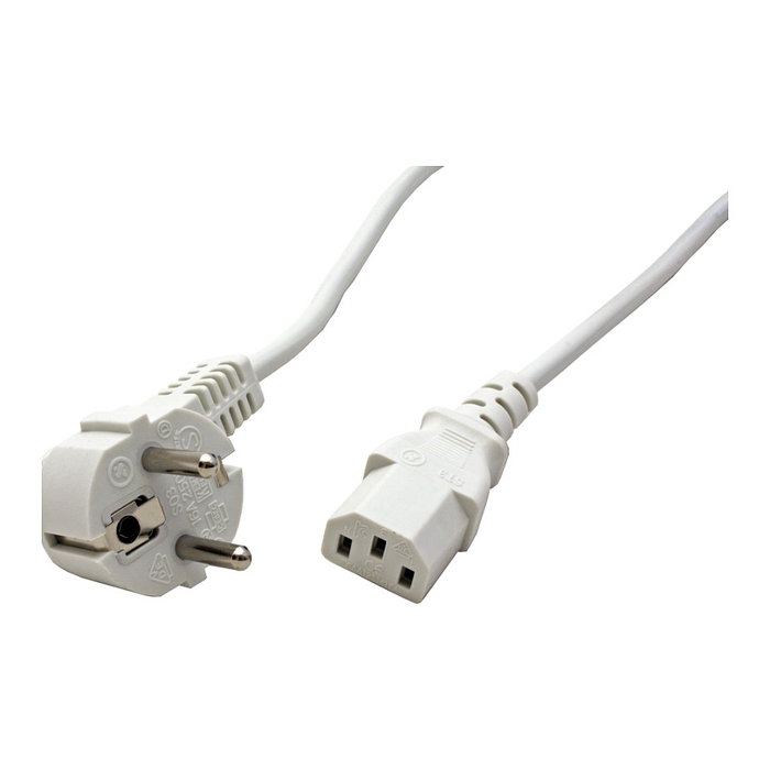 Cable de alimentación 19.99.1016, 0,6 m, CEE7/7 a IEC 320, Blanco