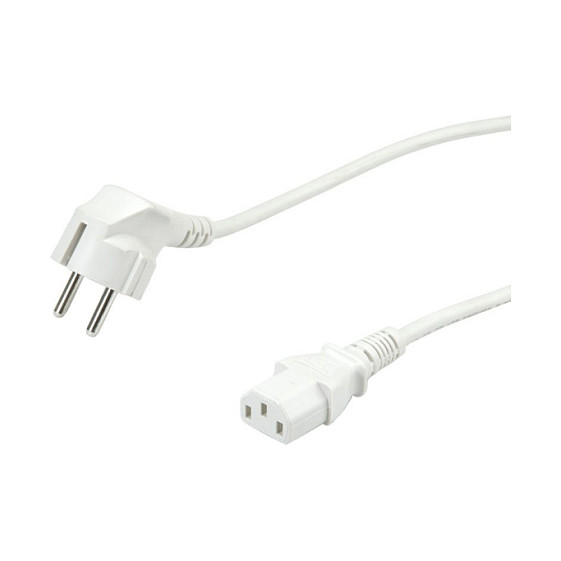 Cable de alimentación 19.99.1016, 0,6 m, CEE7/7 a IEC 320, Blanco