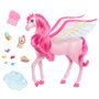 Mattel Caballo Pegaso de Barbie Un Toque de Magia con Luces y Sonidos, Perrito Mágico y Accesorios