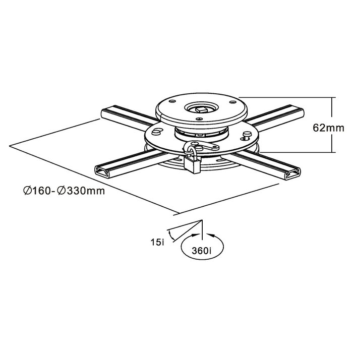 InLine Soporte para Proyector de Techo/Pared Negro