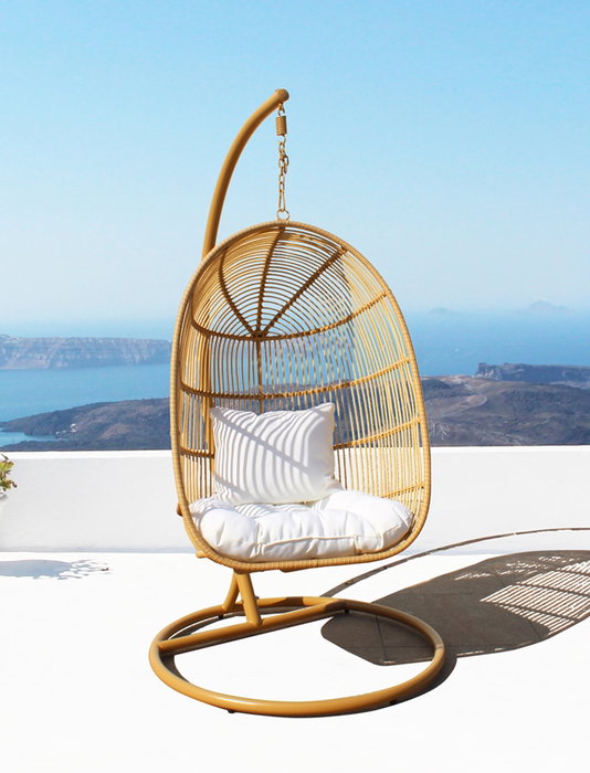 DKD Home Decor Sillón Colgante de Ratán Sintético con Base y Cojines