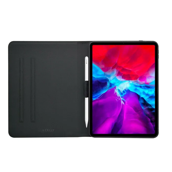 Celly BOOKBAND12 Funda Folio para Samsung Galaxy Tab S9 / S9 FE / S9 FE EE Tablet 11" - Negro, Imitación Piel, Modo Espera, Portabolígrafo