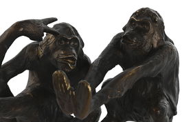 DKD Home Decor Sujetalibros Colonial Marron Oscuro Dorado Resina Set de 2 9.8 x 17 x 22.5 cm