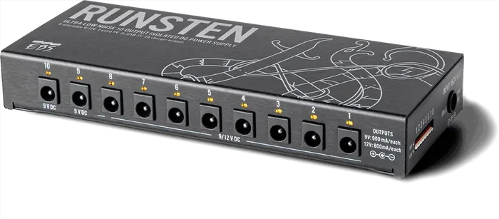 EBS Runsten Fuente de Alimentación para Pedalera con 10 Salidas Aisladas 9V/12V