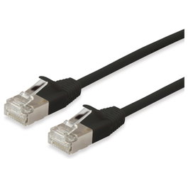 EQUIP Cable de red Patchkabel Cat6A F/FTP 2xRJ45 0.50m Negro, Slim, LSZH, Conector chapado en oro, 10GBase-T, PoE+, CE