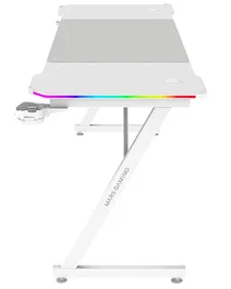 Mars gaming MGDX160RGBW Mesa gaming con fibra de carbono e iluminación RGB blanco