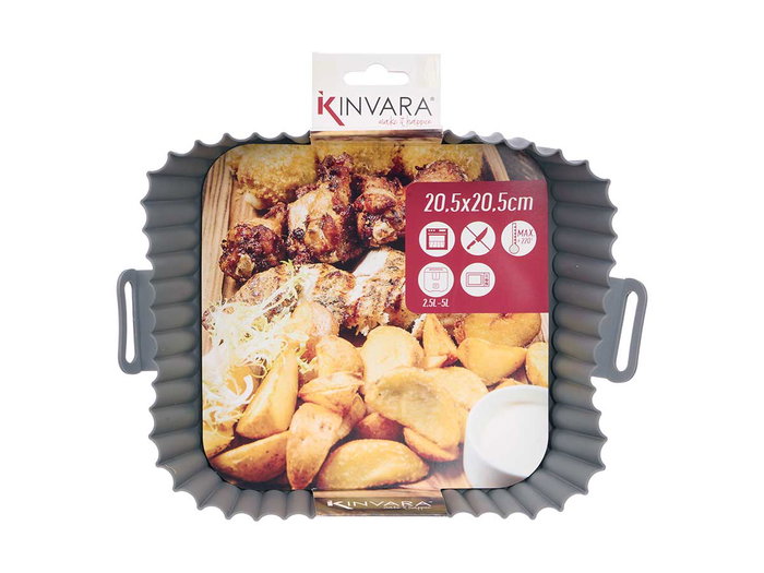 Kinvara Molde Cuadrado de Silicona para Freidora de Aire, 23x20.5x6 cm, Gris (Set de 12)