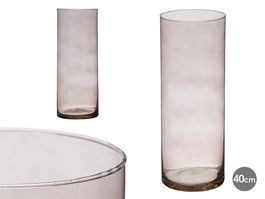 Giftdecor Jarrón de Cristal Cilíndrico Gris 15 cm Diámetro x 40 cm Alto