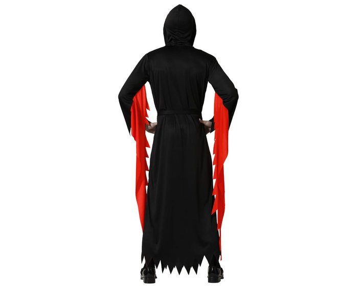 Disfraz Asesino Hombre Adulto para Halloween con Máscara Blanca y Túnica Negra, Talla XL