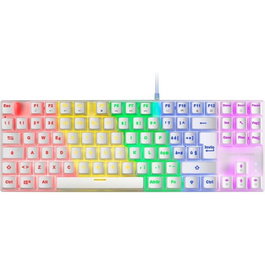 Mars Gaming MK80 Teclado Gaming Mecánico Inalámbrico TKL, Switch Rojo, Iluminación RGB 12 Efectos, Anti-Ghosting, Compatible con Windows, Mac, PS5, Xbox Series, Blanco