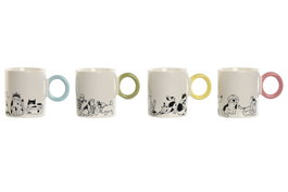 DKD Home Decor Tazas de Porcelana New Bone Surtidas 340ml