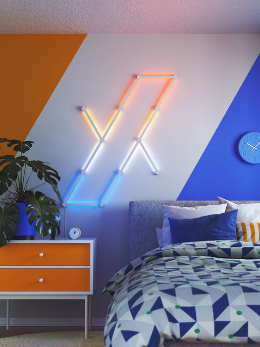 Nanoleaf Lines Starter Kit 15PK - Barras LED Inteligentes Modulares RGBW, 16M Colores, 2 Zonas por Barra, Diseño Geométrico, Control por App, Adhesivo Incluido