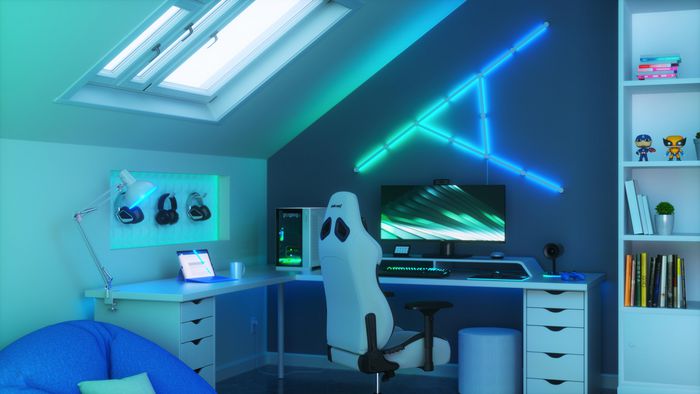 Nanoleaf Lines Starter Kit 15PK - Barras LED Inteligentes Modulares RGBW, 16M Colores, 2 Zonas por Barra, Diseño Geométrico, Control por App, Adhesivo Incluido