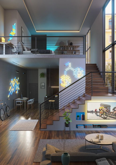 Nanoleaf Lines Starter Kit 15PK - Barras LED Inteligentes Modulares RGBW, 16M Colores, 2 Zonas por Barra, Diseño Geométrico, Control por App, Adhesivo Incluido