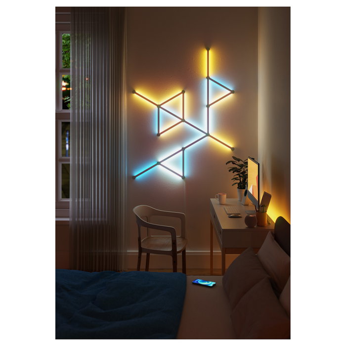 Nanoleaf Lines Starter Kit 15 Líneas LED Inteligentes con 15 Paneles SMD para Alexa y Google Home, Moderna Iluminación Decorativa para Pared
