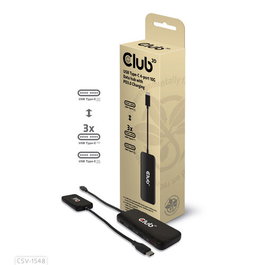 CLUB-3D HUB USB-C 4xUSB-C 10G PD 3.0 Negro