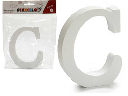 Pincello Letra C Madera Blanca 2 cm x 16 cm x 14.5 cm (Set de 24)