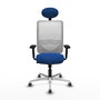 PIQUERAS Y CRESPO Silla de oficina Zulema con mecanismo Sincro, Azul y Blanco