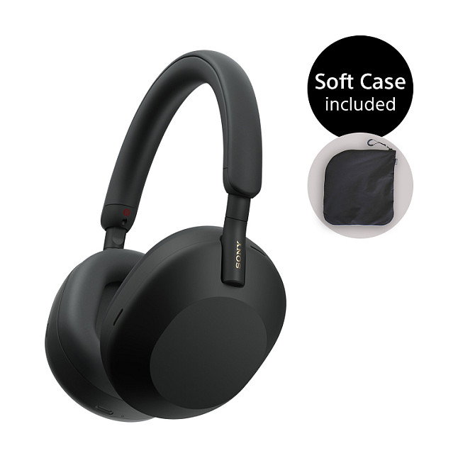 SONY Auriculares Diadema Inalámbricos WH-1000XM5SA Negro, Cancelación de Ruido, Bluetooth 5.2, 40 Horas de Autonomía, Respuesta en Frecuencia 4 - 40000 Hz, Incluye Funda