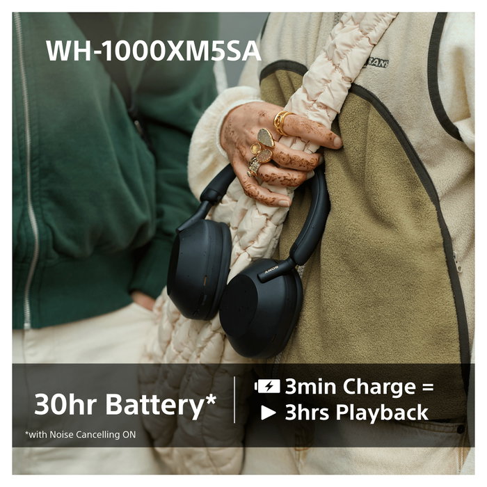 SONY Auriculares Diadema Inalámbricos WH-1000XM5SA Negro, Cancelación de Ruido, Bluetooth 5.2, 40 Horas de Autonomía, Respuesta en Frecuencia 4 - 40000 Hz, Incluye Funda