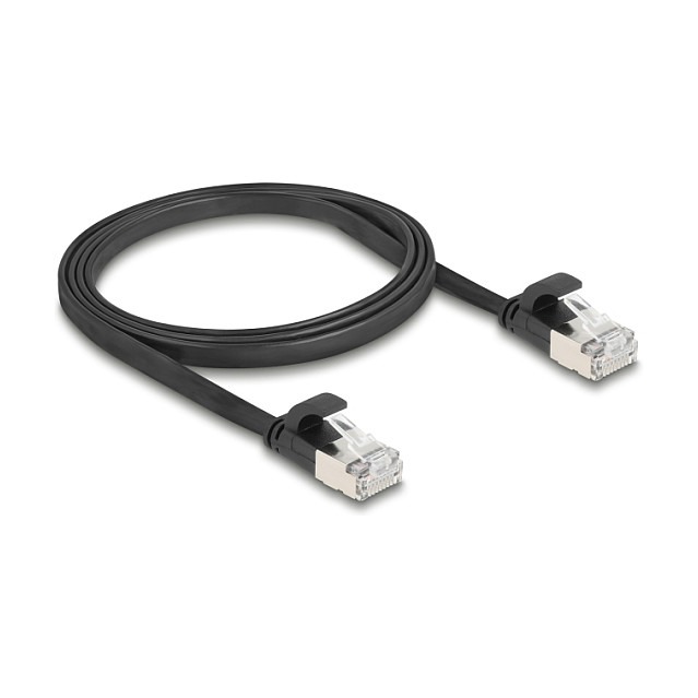DeLOCK Cable de Red RJ45 Plano Patch Cord Cat.6A U/FTP 1 Metro Negro - Referencia 81163