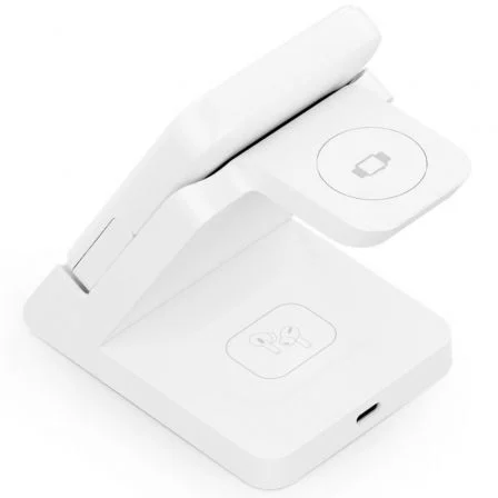 Aisens Cargador Inalámbrico 4 en 1 ASCH-15W4WC063-W, 15W, Blanco, para Móvil, Apple Watch y Auriculares con Power Bank Integrado