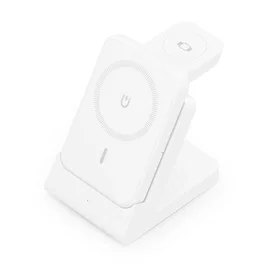 AISENS Cargador Inalámbrico USB-C 4 en 1 15W para Móvil, Apple Watch y Auriculares con Estuche de Carga Blanco