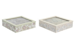 DKD Home Decor Caja de Infusiones MDF y Cristal IVY&DAISY 2022