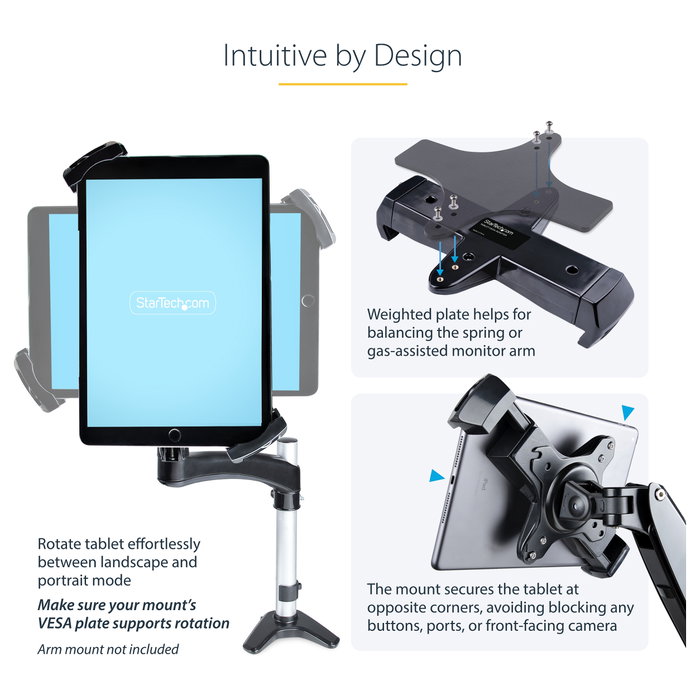 Startech Tablet-Vesa-Adapter - Soporte Pasivo para Tablet / UMPC - Negro
