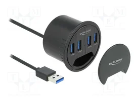 DeLOCK 64153 Concentrador de Escritorio 4 Puertos USB 3.2 Gen 1 Tipo-A Negro