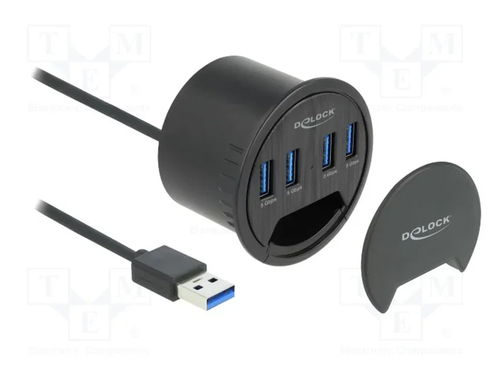 DeLOCK 64153 Concentrador de Escritorio 4 Puertos USB 3.2 Gen 1 Tipo-A Negro