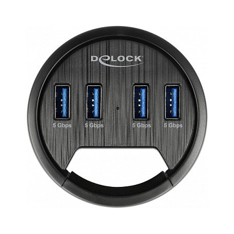 DeLOCK Concentrador de escritorio 4 puertos USB 3.2 Gen 1 Tipo-A Negro