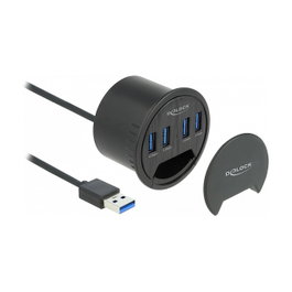 DeLOCK Concentrador de escritorio 4 puertos USB 3.2 Gen 1 Tipo-A Negro