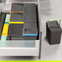 Emuca Kit de contenedores de reciclaje para cajón de cocina con base Recycle altura 266mm, 2x15litros, 2x7litros, módulo 900mm, Plástico gris antracita