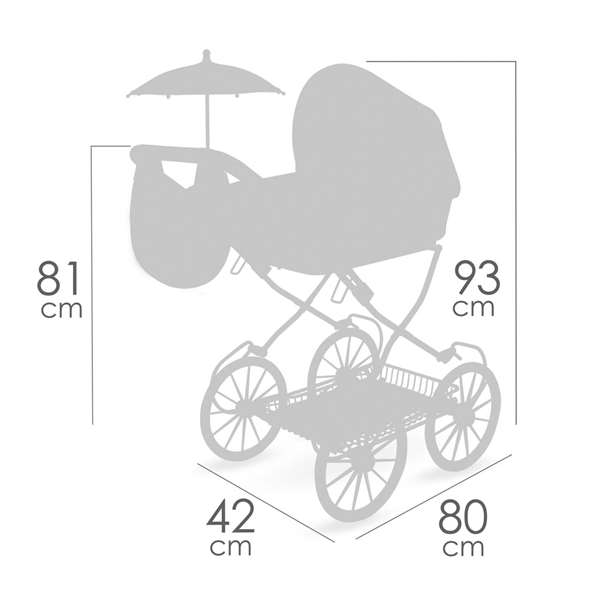 Decuevas Coche de Muñeca Plegable con Sombrilla y Bolso para Muñecas de hasta 48 cm